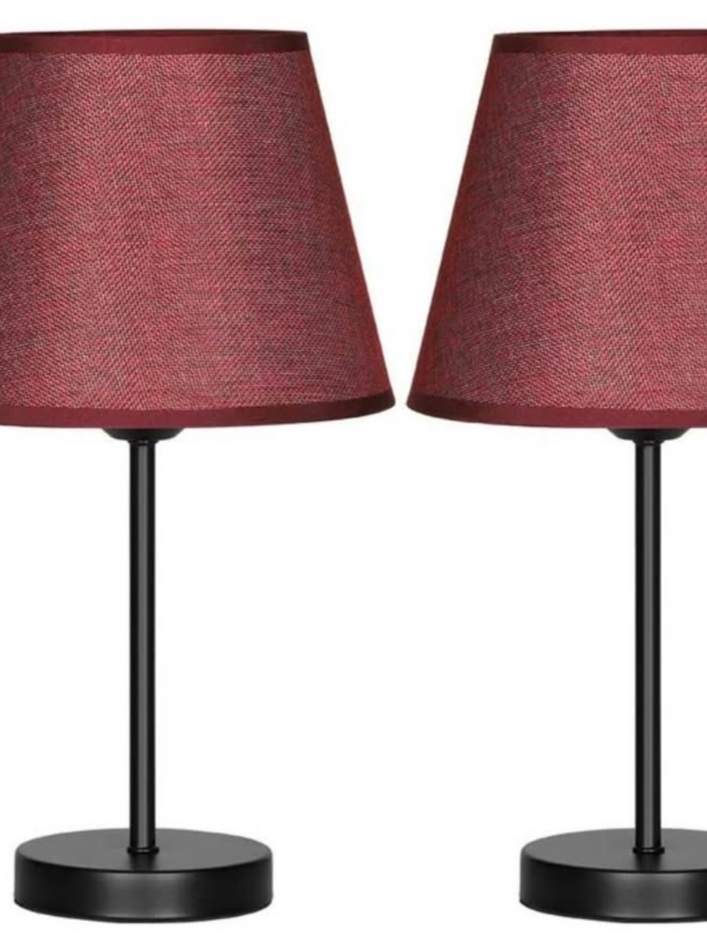 Red Fabric Table Lamp with Black Base - Unbranded